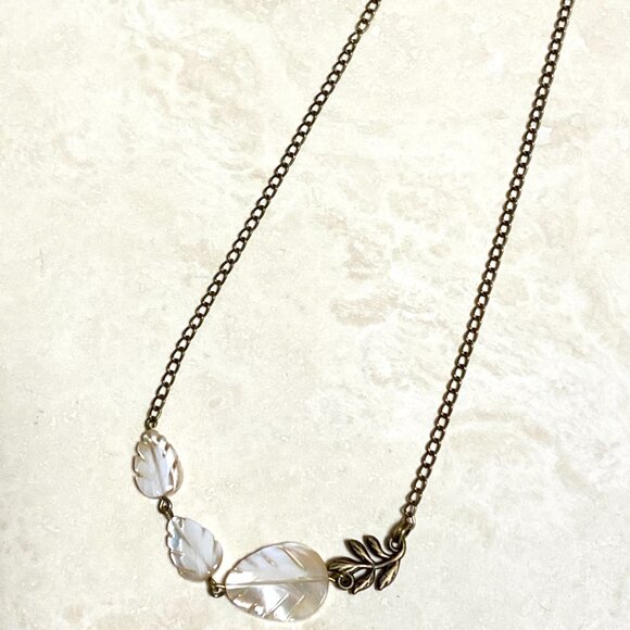 2/$20, Mother of Pearl Leaf Branch Bronze Necklace - Picture 11 of 13